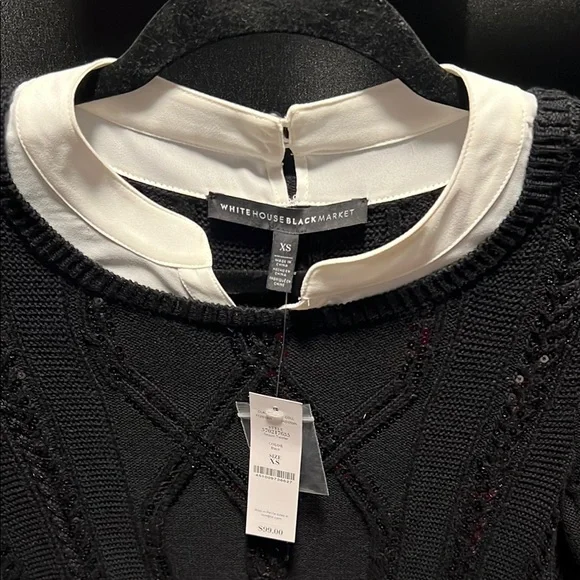 White House Black Market Monochrome Knit Blouse - Picture 2 of 6